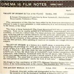 1957 Cinema 16 Film Notes Valley Of Dreams Cops Buster Keaton Original C99